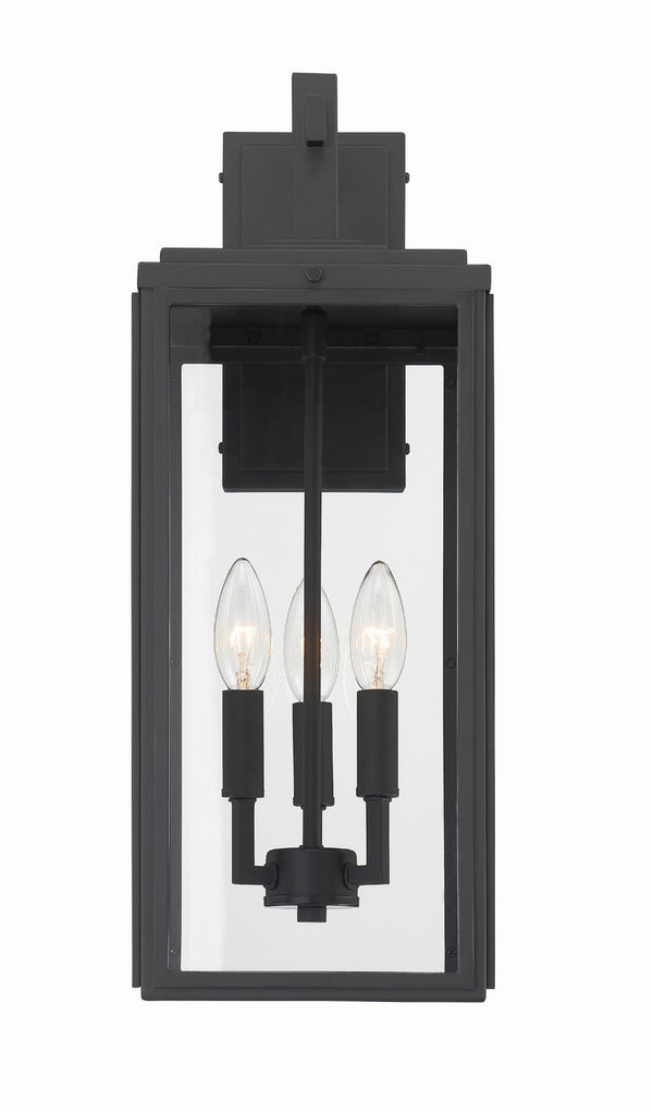 Crystorama - BYR-80103-MK - Three Light Outdoor Wall Mount - Byron - Matte Black from Lighting & Bulbs Unlimited in Charlotte, NC