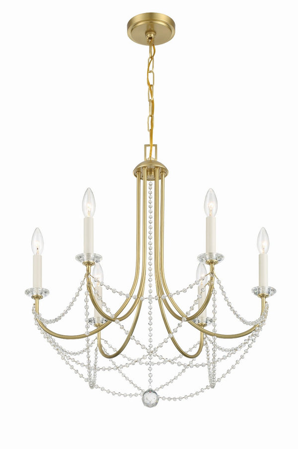 Crystorama - DEL-90806-AG - Six Light Chandelier - Delilah - Aged Brass from Lighting & Bulbs Unlimited in Charlotte, NC