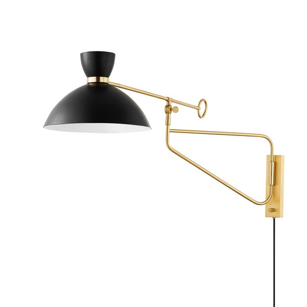 Hudson Valley - 8514-AGB/SBK - One Light Portable Wall Sconce - Cranbrook - Aged Brass/Soft Black from Lighting & Bulbs Unlimited in Charlotte, NC