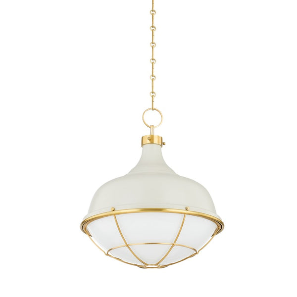Hudson Valley - MDS1502-AGB/OW - One Light Pendant - Holkham - Aged Brass from Lighting & Bulbs Unlimited in Charlotte, NC