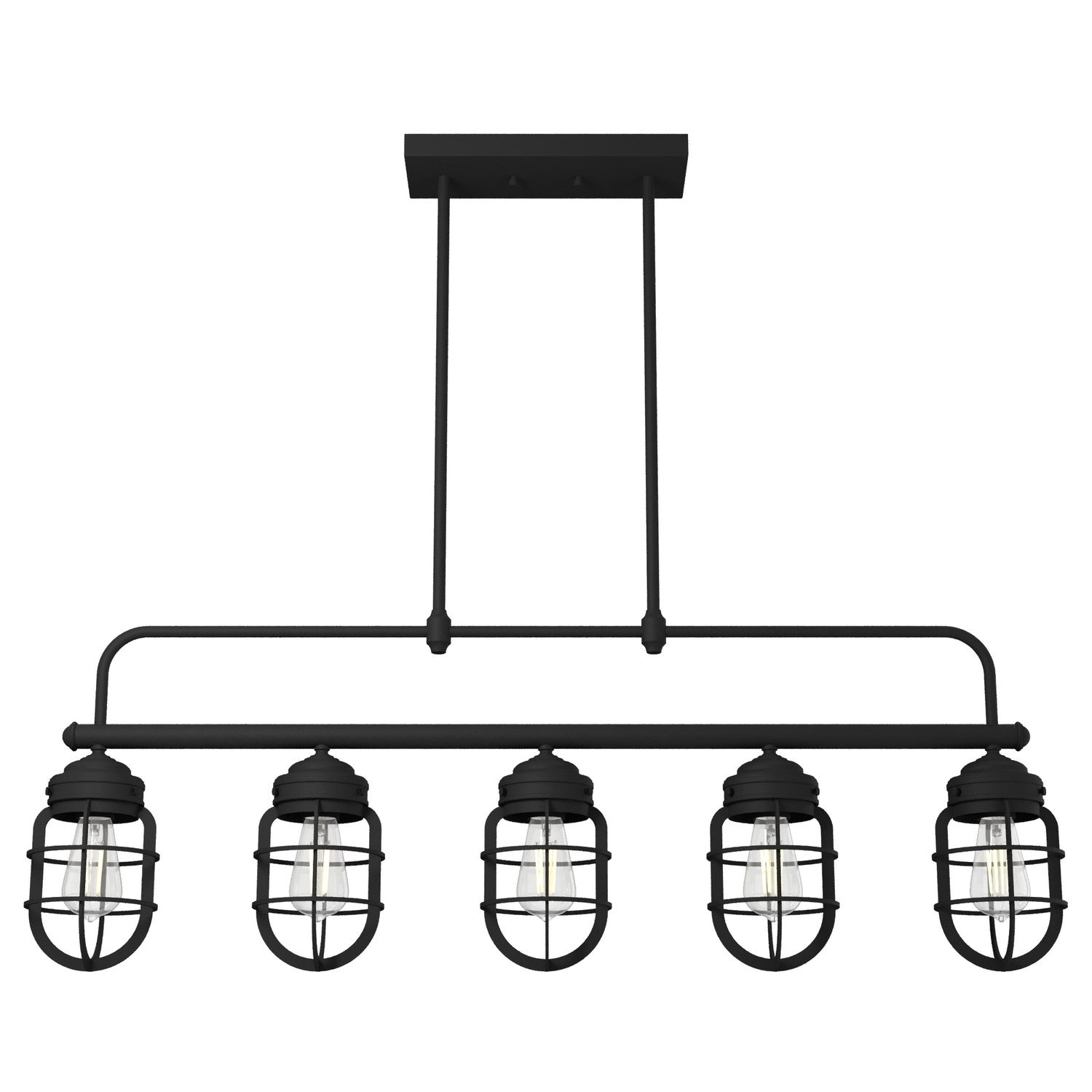 Hunter - 19667 - Five Light Linear Chandelier - Starklake - Natural Black Iron from Lighting & Bulbs Unlimited in Charlotte, NC