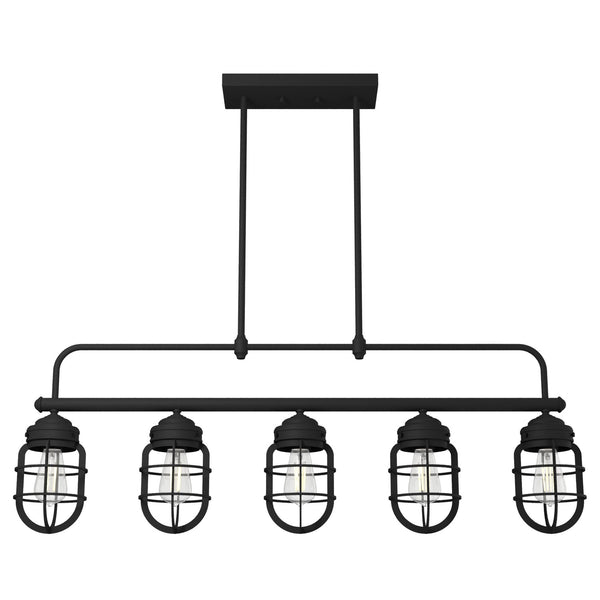 Hunter - 19667 - Five Light Linear Chandelier - Starklake - Natural Black Iron from Lighting & Bulbs Unlimited in Charlotte, NC