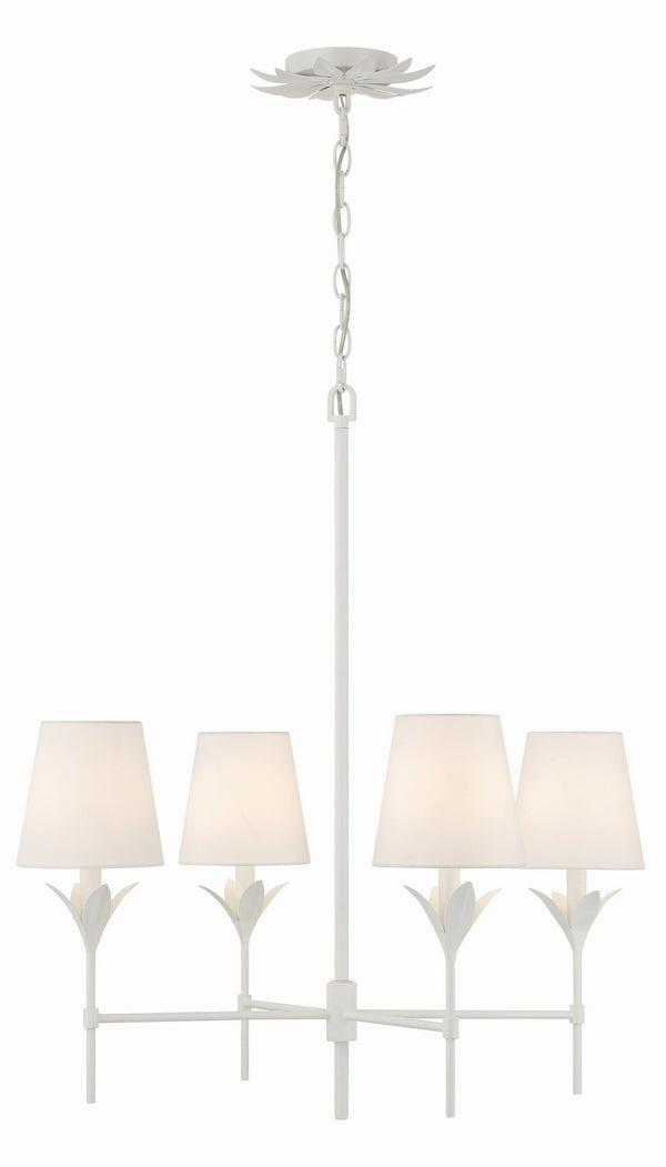 Crystorama - 534-MT - Four Light Chandelier - Broche - Matte White from Lighting & Bulbs Unlimited in Charlotte, NC