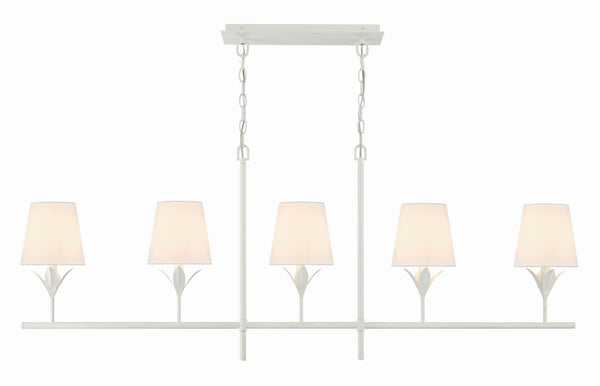 Crystorama - 537-MT - Five Light Chandelier - Broche - Matte White from Lighting & Bulbs Unlimited in Charlotte, NC