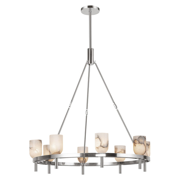 Alora - CH338836PNAR - Eight Light Chandelier - Lucian - Polished Nickel/Alabaster from Lighting & Bulbs Unlimited in Charlotte, NC