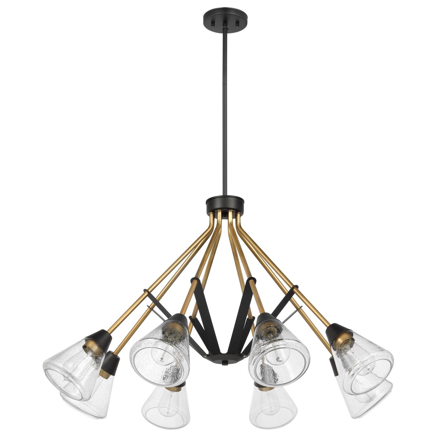 Nuvo Lighting - 60-7686 - Eight Light Chandelier - Starlight - Matte Black/Natural Brass from Lighting & Bulbs Unlimited in Charlotte, NC