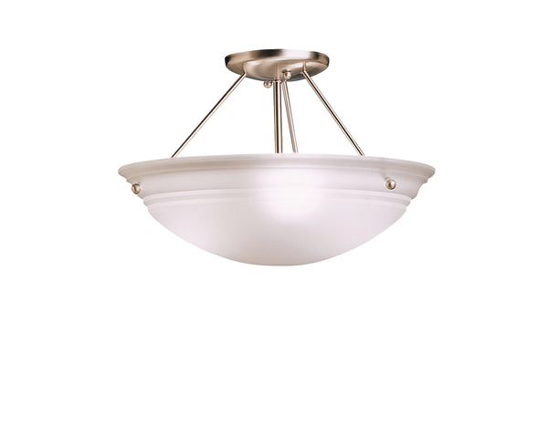 Kichler - 3122NI - Three Light Semi Flush Mount - Cove Molding Top Glass - Brushed Nickel from Lighting & Bulbs Unlimited in Charlotte, NC