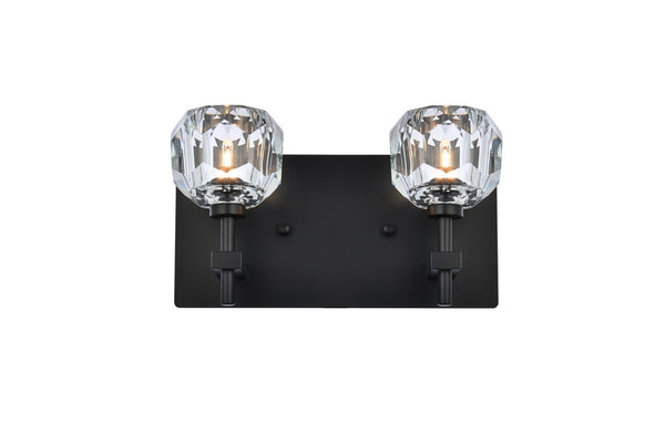 Elegant Lighting - 3509W11BK - Two Light Wall Sconce - Graham - Black And Clear from Lighting & Bulbs Unlimited in Charlotte, NC