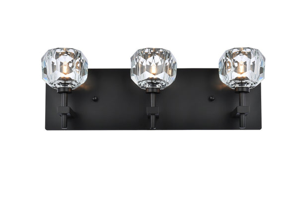 Elegant Lighting - 3509W18BK - Three Light Wall Sconce - Graham - Black And Clear from Lighting & Bulbs Unlimited in Charlotte, NC