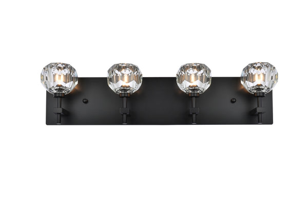 Elegant Lighting - 3509W25BK - Four Light Wall Sconce - Graham - Black And Clear from Lighting & Bulbs Unlimited in Charlotte, NC