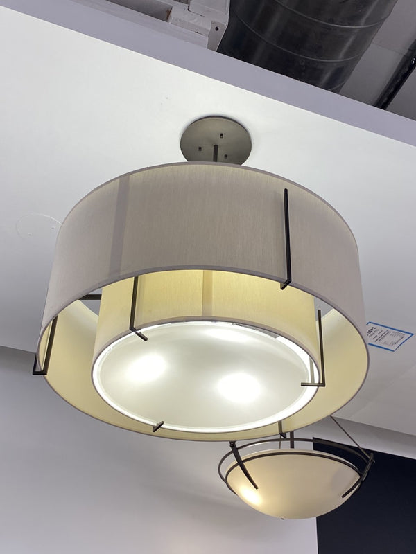 Exos Double Shade Pendant in Dark Smoke Finish by Hubbardton Forge (Clearance Display, Final Sale)