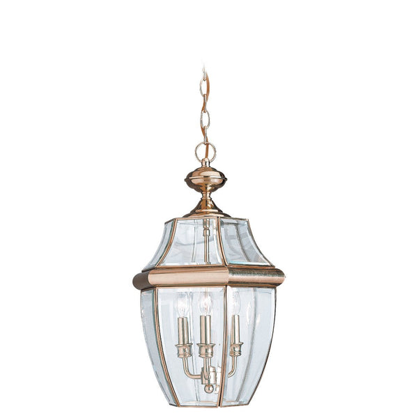 Generation Lighting - 6039-02 - Three Light Outdoor Pendant - Lancaster - Polished Brass from Lighting & Bulbs Unlimited in Charlotte, NC