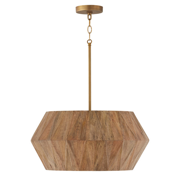 Capital Lighting - 351041LW - Four Light Pendant - Nadeau - Light Wood and Patinaed Brass from Lighting & Bulbs Unlimited in Charlotte, NC