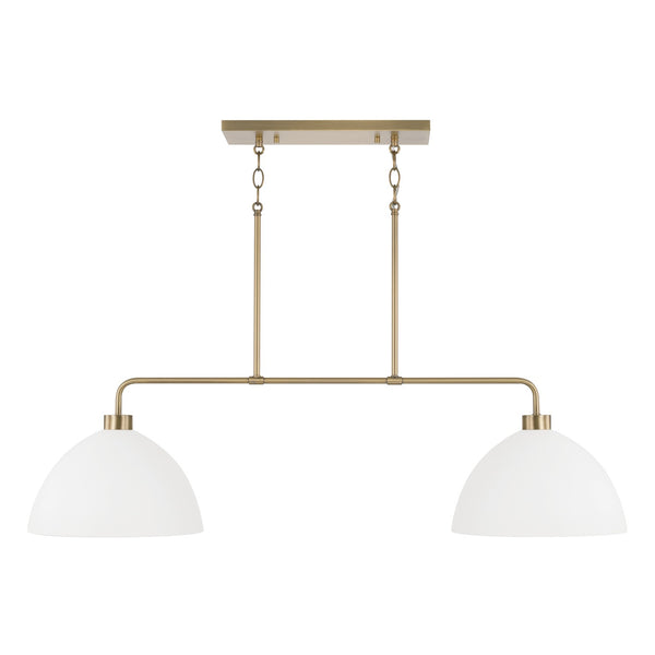 Capital Lighting - 852021AW - Two Light Island Pendant - Ross - Aged Brass and White from Lighting & Bulbs Unlimited in Charlotte, NC