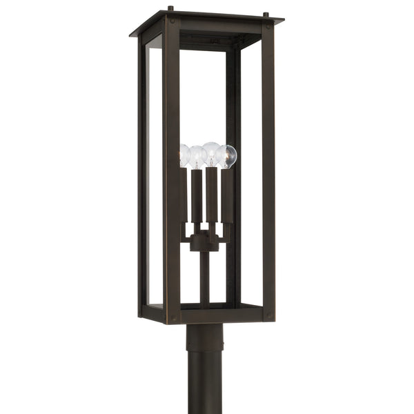 Capital Lighting - 934643OZ - Four Light Outdoor Post-Lantern - Hunt - Oiled Bronze from Lighting & Bulbs Unlimited in Charlotte, NC