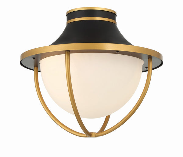 Crystorama - ATL-700-MK-TG - Two Light Outdoor Semi Flush Mount - Atlas - Matte Black / Textured Gold from Lighting & Bulbs Unlimited in Charlotte, NC