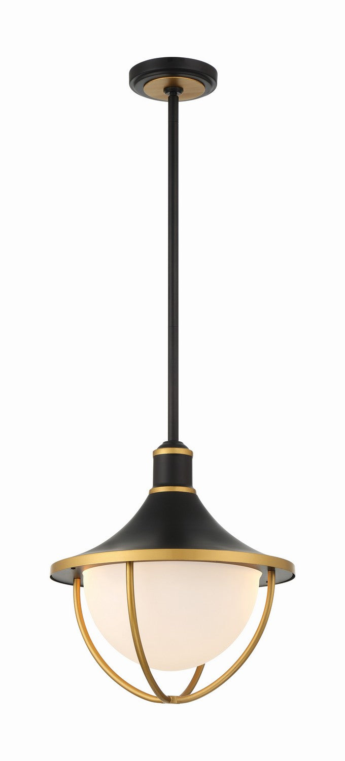 Crystorama - ATL-705-MK-TG - Three Light Outdoor Pendant - Atlas - Matte Black / Textured Gold from Lighting & Bulbs Unlimited in Charlotte, NC
