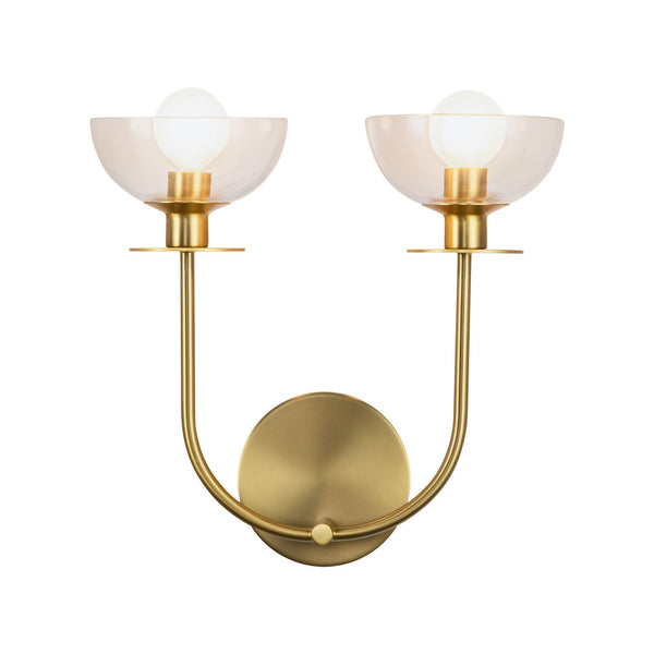 Alora - WV515212BGCL - Two Light Wall Vanity - Sylvia - Brushed Gold/Clear Glass from Lighting & Bulbs Unlimited in Charlotte, NC