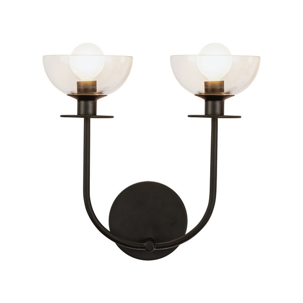 Alora - WV515212MBCL - Two Light Wall Vanity - Sylvia - Matte Black/Clear Glass from Lighting & Bulbs Unlimited in Charlotte, NC