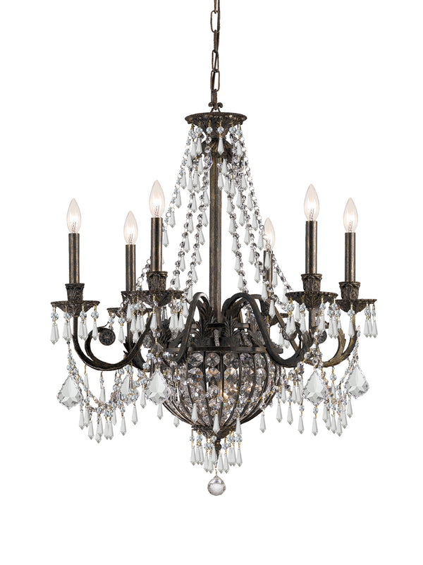 Crystorama - 5166-EB-CL-MWP - Six Light Chandelier - Vanderbilt - English Bronze from Lighting & Bulbs Unlimited in Charlotte, NC