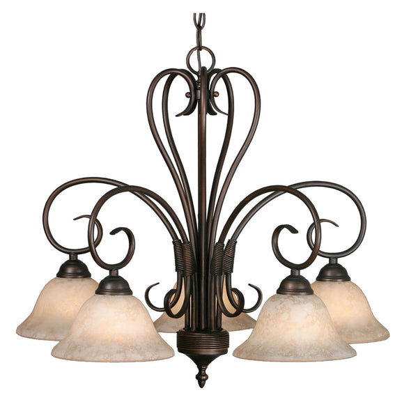 Golden - 8606-D5 RBZ-TEA - Five Light Chandelier - Homestead RBZ - Rubbed Bronze from Lighting & Bulbs Unlimited in Charlotte, NC