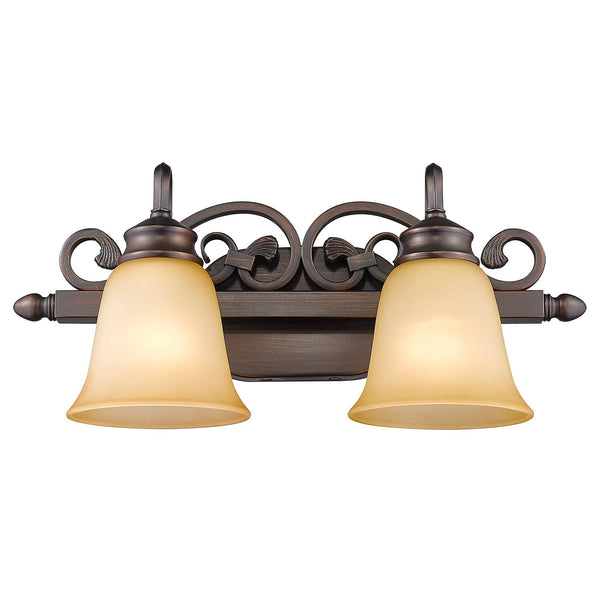 Two Light Bath Vanity from the Belle Meade Collection in Rubbed Bronze Finish by Golden