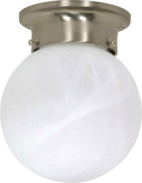 Nuvo Lighting - 60-257 - One Light Flush Mount - 6 Alabaster Ball - Brushed Nickel from Lighting & Bulbs Unlimited in Charlotte, NC