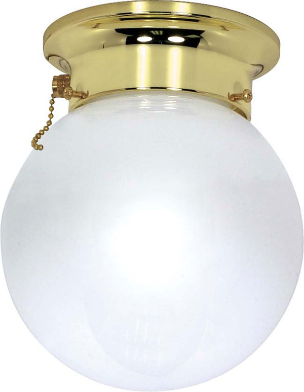 Nuvo Lighting - 60-295 - One Light Flush Mount - 8 White Ball - Polished Brass from Lighting & Bulbs Unlimited in Charlotte, NC