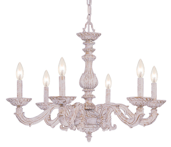 Crystorama - 5126-AW - Six Light Chandelier - Paris Market - Antique White from Lighting & Bulbs Unlimited in Charlotte, NC