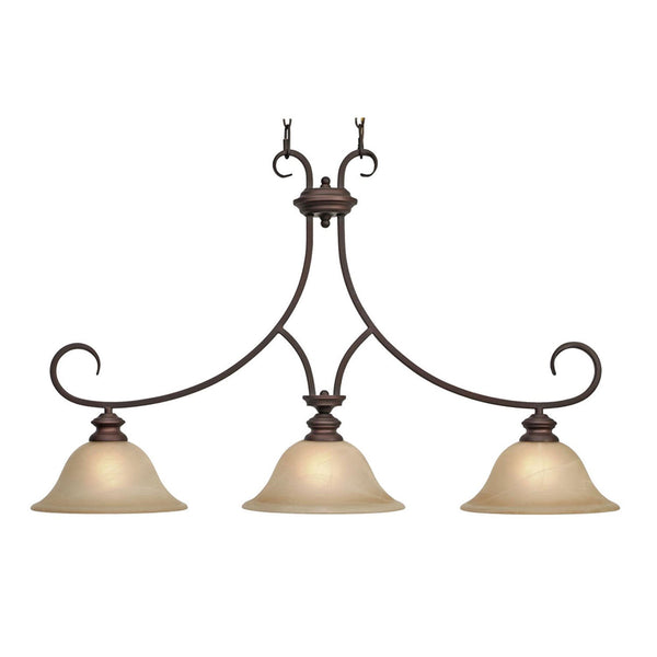 Three Light Linear Pendant from the Lancaster RBZ Collection in Rubbed Bronze Finish by Golden