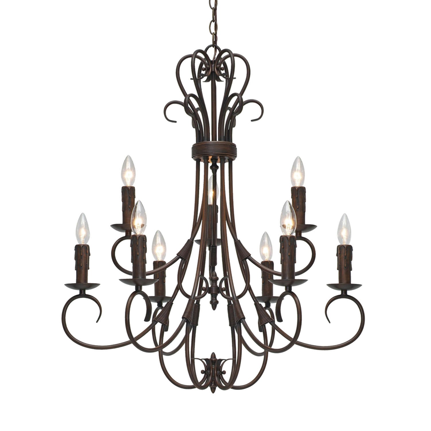 Golden - 8606-CN9 RBZ - Nine Light Chandelier - Homestead RBZ - Rubbed Bronze from Lighting & Bulbs Unlimited in Charlotte, NC