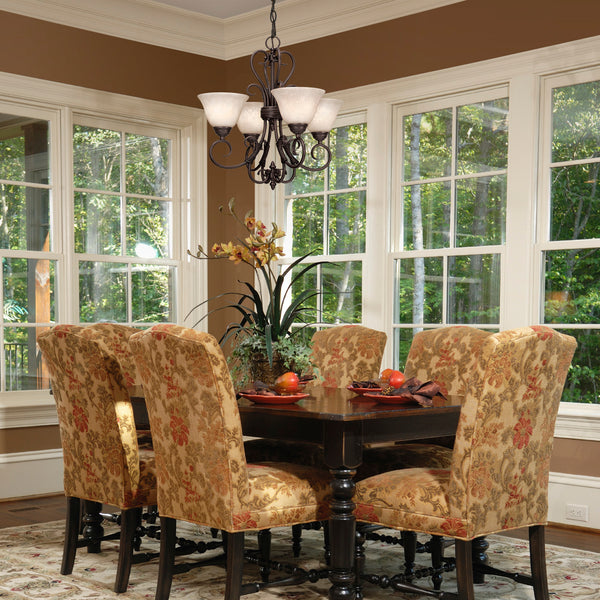 Four Light Mini Chandelier from the Homestead RBZ Collection in Rubbed Bronze Finish by Golden
