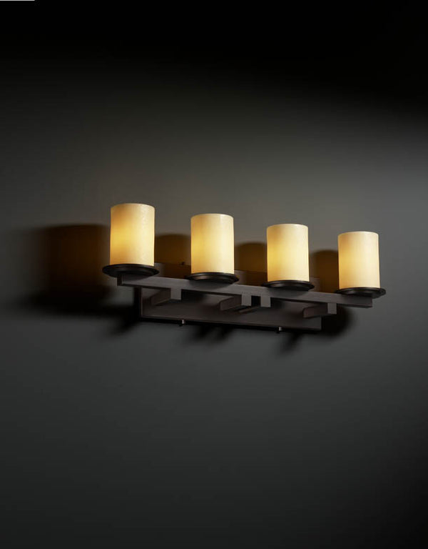 Justice Designs - CNDL-8774-10-AMBR-DBRZ - Four Light Bath Bar - CandleAria - Dark Bronze from Lighting & Bulbs Unlimited in Charlotte, NC