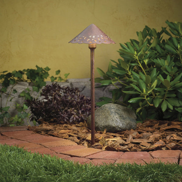 One Light Path & Spread from the Lace Collection in Textured Tannery Bronze Finish by Kichler
