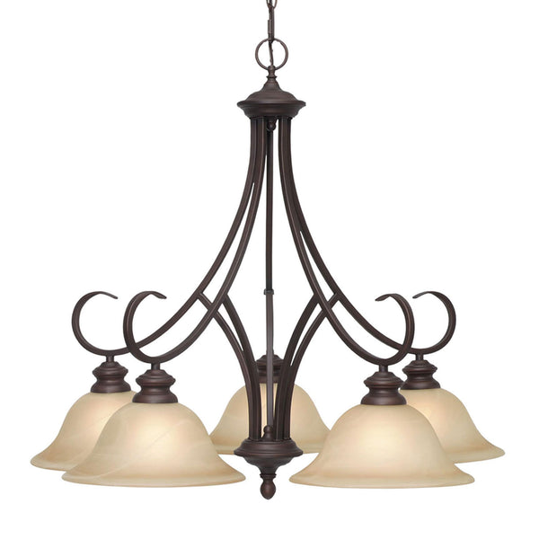 Golden - 6005-D5 RBZ - Five Light Chandelier - Lancaster RBZ - Rubbed Bronze from Lighting & Bulbs Unlimited in Charlotte, NC