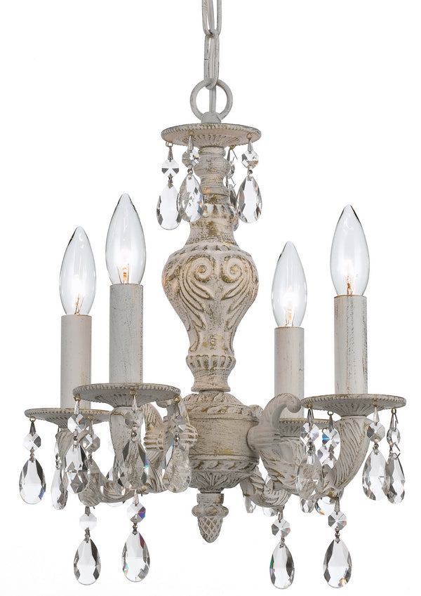 Crystorama - 5024-AW-CL-SAQ - Four Light Mini Chandelier - Paris Market - Antique White from Lighting & Bulbs Unlimited in Charlotte, NC