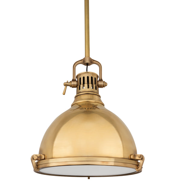 Hudson Valley - 2212-AGB - One Light Pendant - Pelham - Aged Brass from Lighting & Bulbs Unlimited in Charlotte, NC