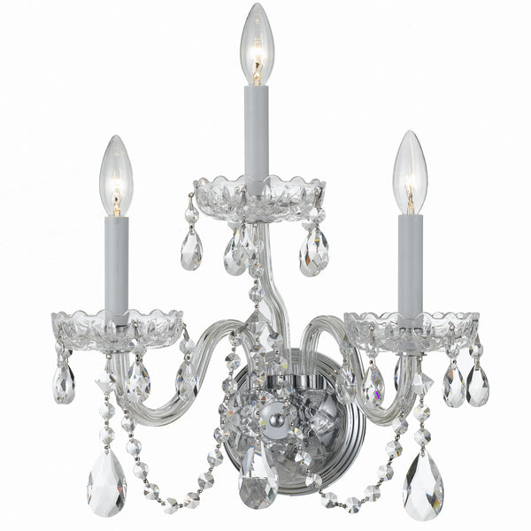 Crystorama - 1033-CH-CL-MWP - Three Light Wall Mount - Traditional Crystal - Polished Chrome from Lighting & Bulbs Unlimited in Charlotte, NC