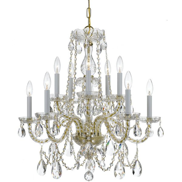 Crystorama - 1130-PB-CL-SAQ - Ten Light Chandelier - Traditional Crystal - Polished Brass from Lighting & Bulbs Unlimited in Charlotte, NC