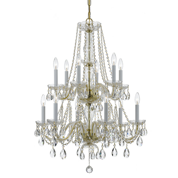 Crystorama - 1137-PB-CL-MWP - 12 Light Chandelier - Traditional Crystal - Polished Brass from Lighting & Bulbs Unlimited in Charlotte, NC