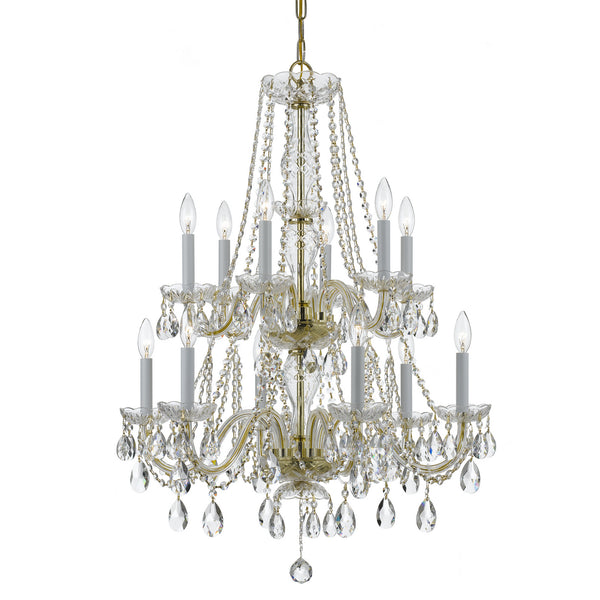 Crystorama - 1137-PB-CL-S - 12 Light Chandelier - Traditional Crystal - Polished Brass from Lighting & Bulbs Unlimited in Charlotte, NC