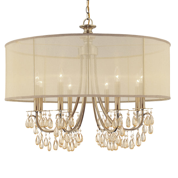 Crystorama - 5628-AB - Eight Light Chandelier - Hampton - Antique Brass from Lighting & Bulbs Unlimited in Charlotte, NC