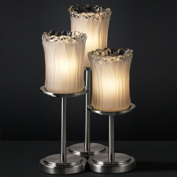 Justice Designs - GLA-8797-16-WTFR-NCKL - Three Light Table Lamp - Veneto Luce - Brushed Nickel from Lighting & Bulbs Unlimited in Charlotte, NC