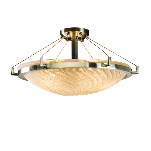 Justice Designs - GLA-9682-35-WHTW-NCKL - Semi-Flush Mount - Veneto Luce - Brushed Nickel from Lighting & Bulbs Unlimited in Charlotte, NC