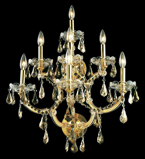 Elegant Lighting - 2801W7G-GT/RC - Seven Light Wall Sconce - Maria Theresa - Gold from Lighting & Bulbs Unlimited in Charlotte, NC