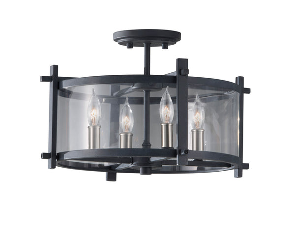 Generation Lighting - SF292AF/BS - Four Light Ceiling Fixture - Ethan - Antique Forged Iron / Brushed Steel from Lighting & Bulbs Unlimited in Charlotte, NC