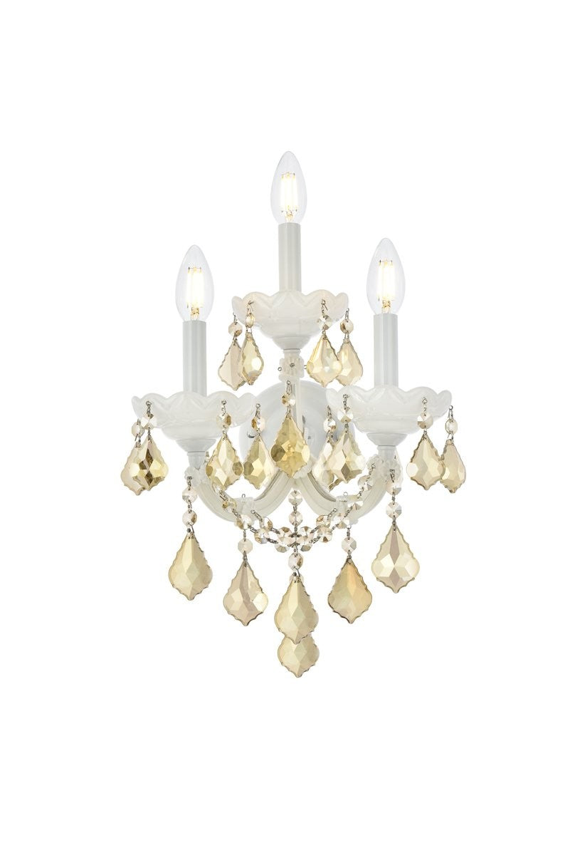 Elegant Lighting - 2800W3WH-GT/RC - Three Light Wall Sconce - Maria Theresa - White from Lighting & Bulbs Unlimited in Charlotte, NC
