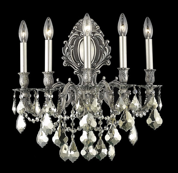 Elegant Lighting - 9605W21PW-GT/RC - Five Light Wall Sconce - Monarch - Pewter from Lighting & Bulbs Unlimited in Charlotte, NC