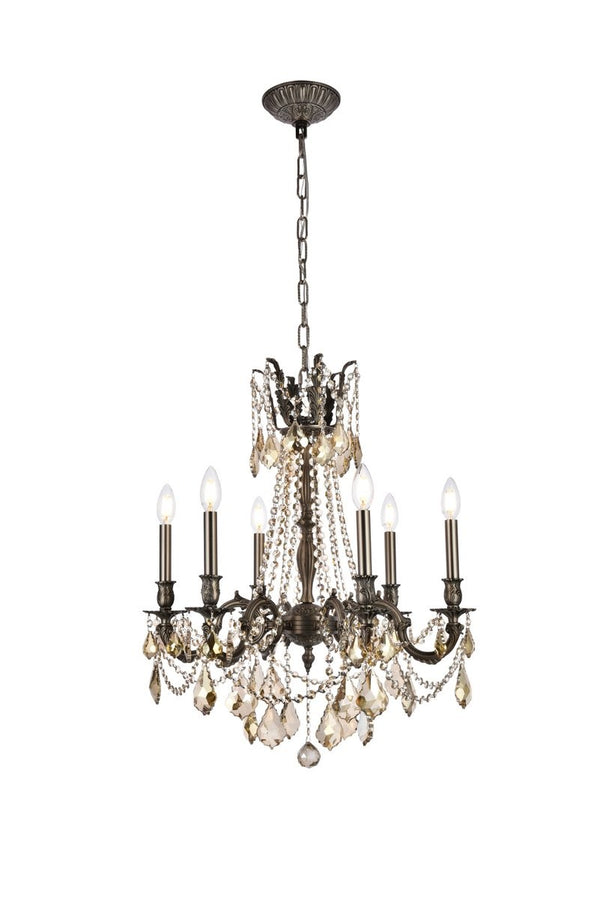 Elegant Lighting - 9206D23PW-GT/RC - Six Light Chandelier - Rosalia - Pewter from Lighting & Bulbs Unlimited in Charlotte, NC