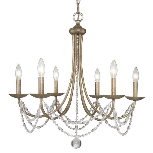 Six Light Chandelier from the Mirabella Collection in Golden Aura Finish by Golden